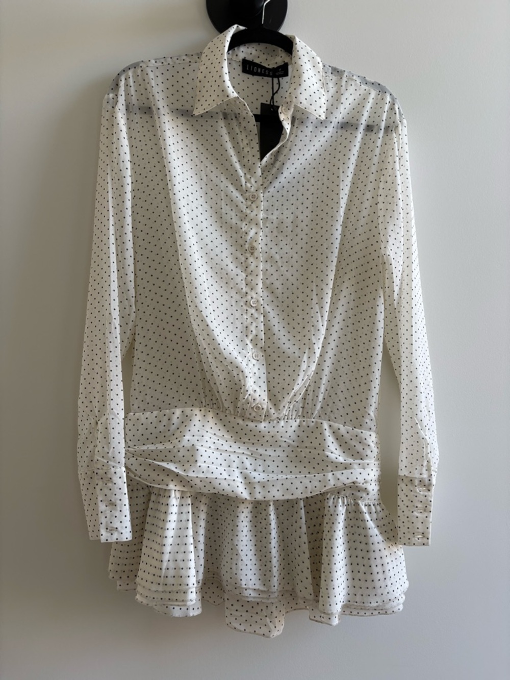 Lioness Girls Girls Girls White Polka Dot Sheer Mini Dress - M